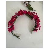 Vintage Ladies Hand Sewn Pouch Purse & Flower Headbands