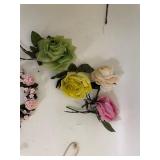 Vintage Ladies Hand Sewn Pouch Purse & Flower Headbands