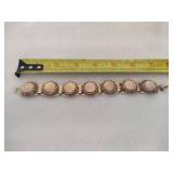 Vintage Goldtone Faux Opal Cabochan & Purple Crystal Bracelet