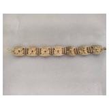 Vintage Goldtone Faux Opal Cabochan & Purple Crystal Bracelet