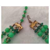 Vintage Triple Strand Bib Necklace & Earring Set
