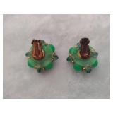 Vintage Triple Strand Bib Necklace & Earring Set