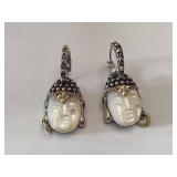 Barbara Bixby 18K & Sterling Carved Mother of Pearl Buddha Earrings