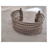 Silver Plated Multi-Band Cuff Bracelet Stamped 925