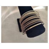 Silver Plated Multi-Band Cuff Bracelet Stamped 925