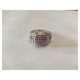 Judith Ripka 925 Pink Sapphire CZ Accented Statement Ring