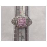 Judith Ripka 925 Pink Sapphire CZ Accented Statement Ring