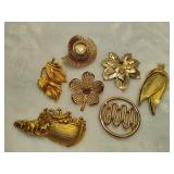 Lot of Asst Gold Tone Brooches