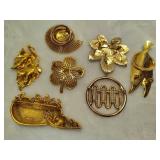 Lot of Asst Gold Tone Brooches