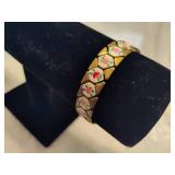 Hand Painted Gold Tone Enameled Bracelet