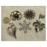 Lot of Silver Tone Brooches