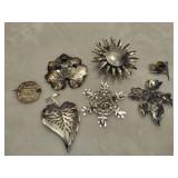 Lot of Silver Tone Brooches