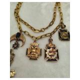Masonic Necklace & Bracelet w/Charms