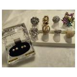 Costume Statement Rings & CZ Earrings