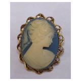 VIntage Blue & White Resin Cameo