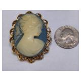 VIntage Blue & White Resin Cameo