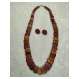 Caribbean Hardwood Necklace & Matching Earring Set