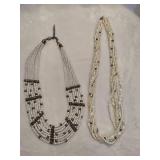 Two White Beaded Statement Necklaces