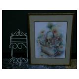 Framed art and metal towel rack ...