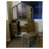 Vintage vanity with bench 