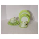 Pyrex dishes green and gold rim 19 ...