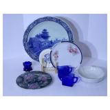Vintage Blue depression glassware, ...