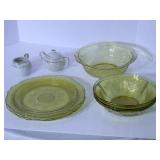 Yellow Depression glassware with ye...