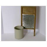 Antique wash board and crock...