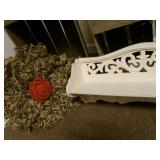 vintage wood crates, metal baskets,...