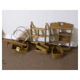 Vintage wicker basets, wooden shelv...