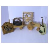 Antique Iron, vintage wooden items,...