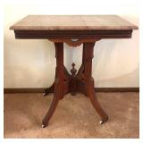 Antique Victorian Eastlake Cherrywood Table with Marble Top