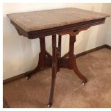 Antique Victorian Eastlake Cherrywood Table with Marble Top