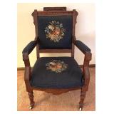 Beautiful Antique Victorian Eastlake Needlepoint Chair