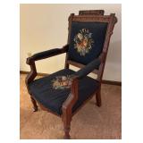 Beautiful Antique Victorian Eastlake Needlepoint Chair