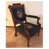 Beautiful Antique Victorian Eastlake Needlepoint Chair