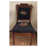 Antique Victorian Eastlake Chair with Needlepoint Accents