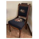 Antique Victorian Eastlake Chair with Needlepoint Accents