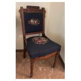 Antique Victorian Eastlake Chair with Needlepoint Accents