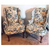 Vintage Floral Wingback Chairs by Henredon for Gabberts