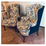 Vintage Floral Wingback Chairs by Henredon for Gabberts