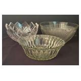 Three Crystal and Clear Glass Bowls