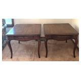 Pair of Henredon Four Centuries Red Oak Side Tables