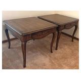 Pair of Henredon Four Centuries Red Oak Side Tables