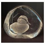 Etched Crystal Duck and Rabbit Sculptures