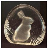 Etched Crystal Duck and Rabbit Sculptures