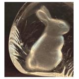 Etched Crystal Duck and Rabbit Sculptures