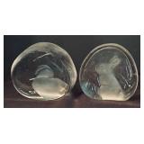 Etched Crystal Duck and Rabbit Sculptures