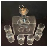 Vintage Iittala Tapio Wirkkala Decanter with Six Snapsilasi Cordial Glasses