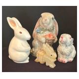 Four Adorable Bunny Figurines